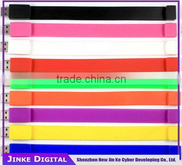 2016 High quanlity cheap custom logo silicone bracelet usb flash drive