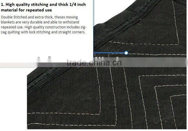 Waterproof Moving Blanket made of polyester and recycle cotton filling