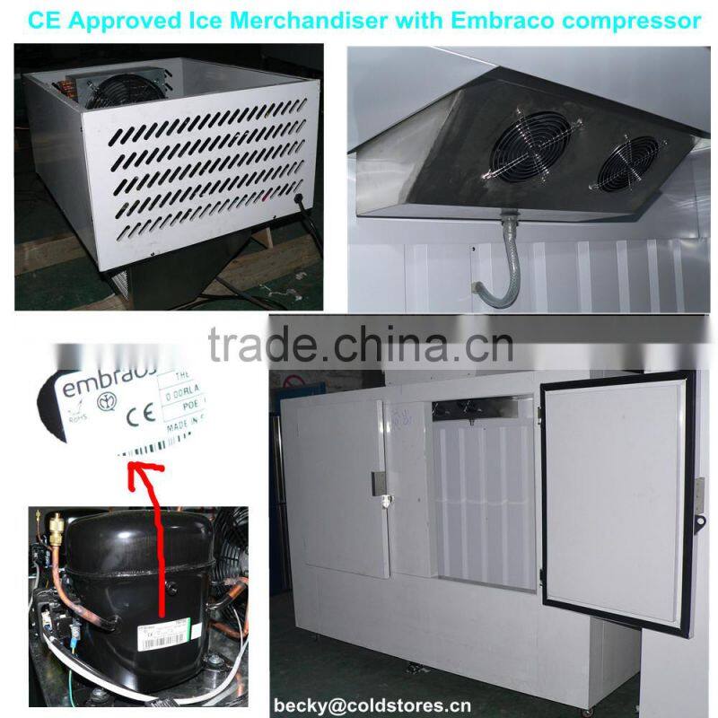 Refrigerated ice storage box with static refrigeration system