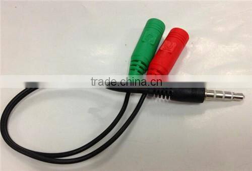 3.5mm Male to Twin Female Splitter Y Cable Lead Stereo AUX Gold plated Green color and Red color