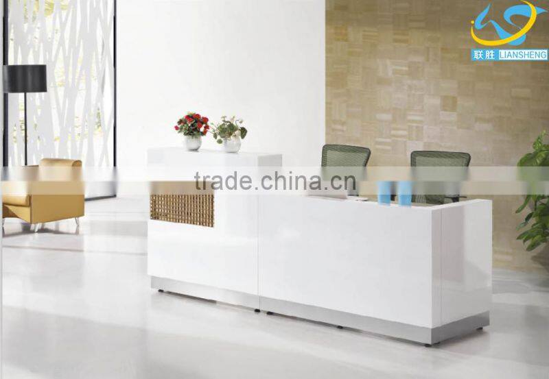 2016 China Factory Supply Beautiful white color wooden/MFC board reception table office furniture without 3D