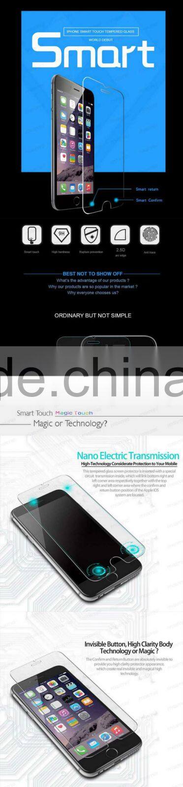 factory price wholesale 9h tempered glass smart touch screen protector for iphone 6 plus