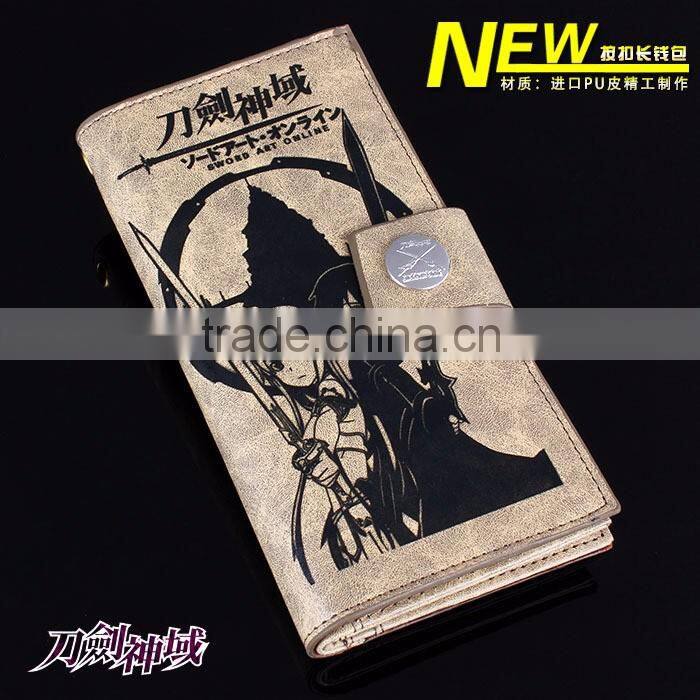 New Top Selling Sword Art Online Anime PU Leather Japanese Style Brown Wallet KK955
