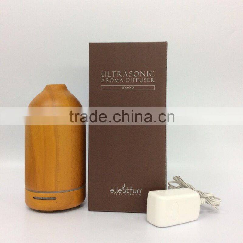 Wood+ABS+PP+Silicone aroma oils, Wooden electric ultrasonic aroma diffuser, 100ml aroma humidifier