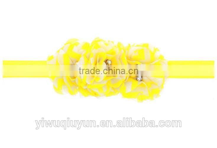 Chevron Shabby Chic flower headband Pear Rhinestone Lace flower hairband Little Girls Hair bands