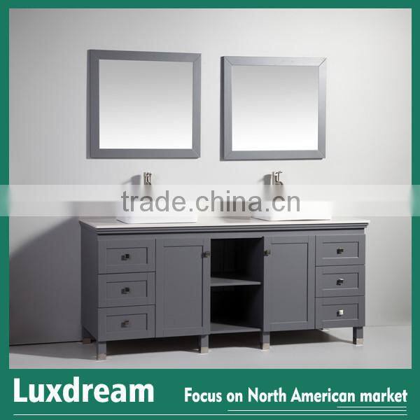 Grey 60 inch wooden bathroom vanity with double sinks from china