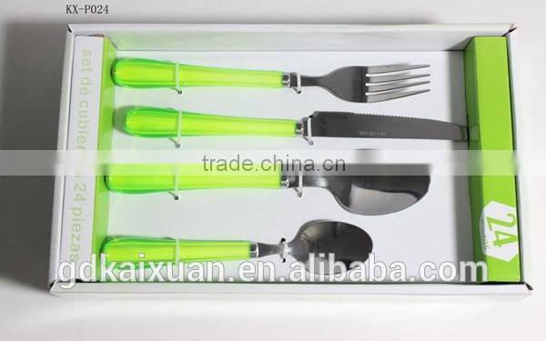 24PCS Plastic Handle Cutlery Set With PVC Box