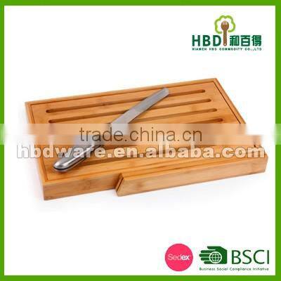 High quality bamboo bread cutting board with S/S knife