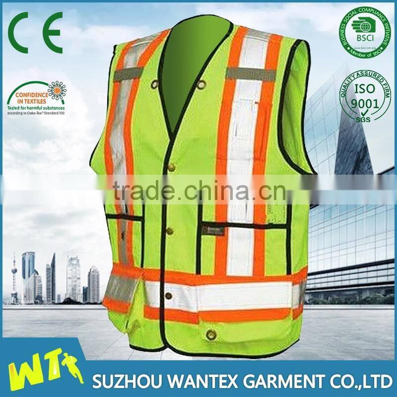high quality safety vest road vest reflective working vest for worker fluo yellow customed vest