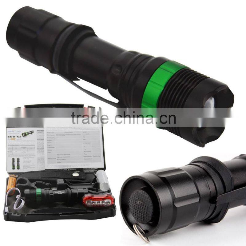 Sidiou Group Super Bright T6 LED Flashlight torch 900 Lumens 7W Zoomable Torch Set With USB Rechargeable Bicycle Taillight