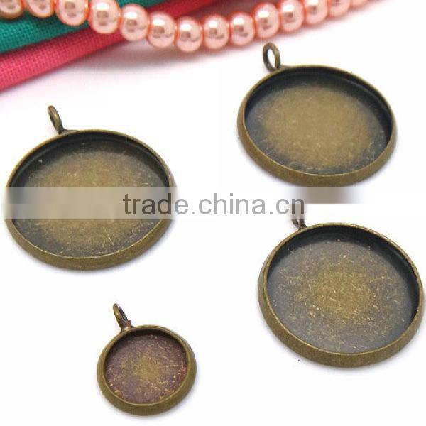 10-25MM Antique Bronze Round Cabochon Bezel Settings Blank Pendant Trays Fit 10-25MM Cabochon