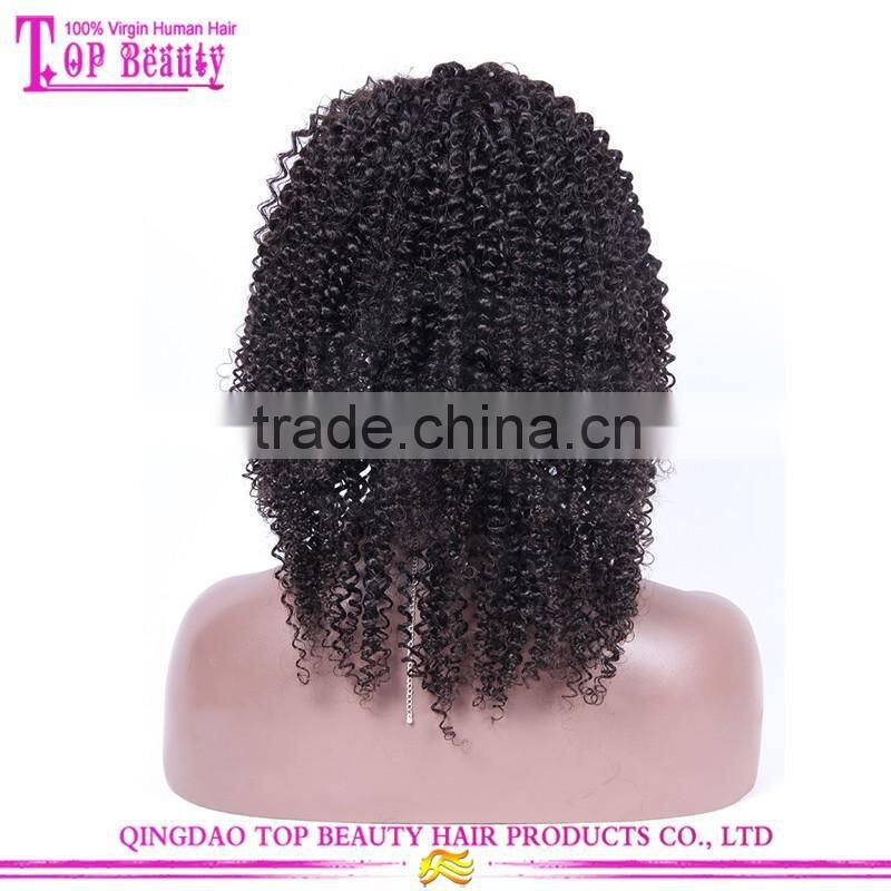 150 Density Top Selling 18 Inches Virgin Brazilian Kinky Curly Full Lace Wig With Baby Hair