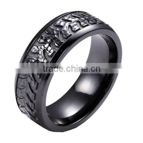 Distinctive black titanium ring