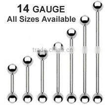 Internally Threaded Barbells (14 to 00 Gauge) body piercing jewelry