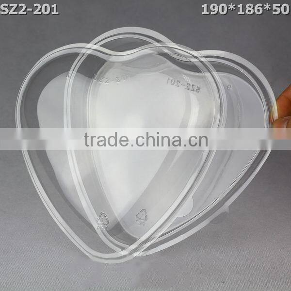 clear plastic box 300g heart shaped plastic fruit box