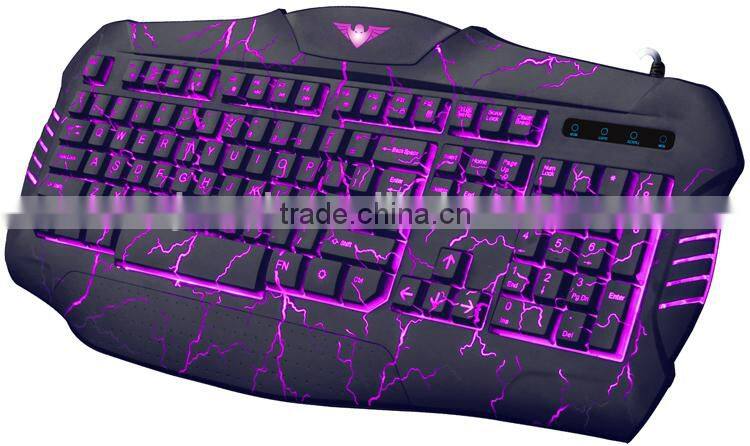 2015 the latest 3 colors LED light crack backlit professional gaming computer keyboard---JK666