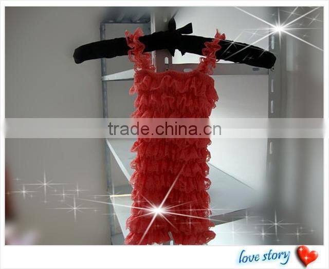 Lace hem hot pink black rompers jumpsuits wholesale baby lace romper solid ruffle petti romper posh girls lace romper for kids