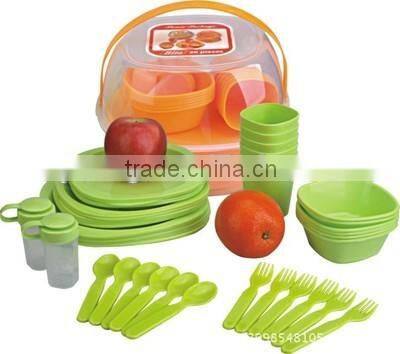 27pcs Portable Plastic Picnic Plate Set