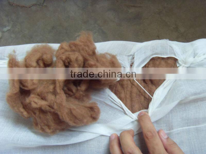 HOT!!! sheep cashmere and the polyester/acrylic blend fiber19.5-22mic & 40-50mm, dyed brown color