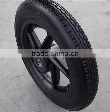 14x1.75" semi-pneumatic rubber wheel with plastic wheel rim