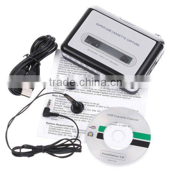Tape to PC USB Cassette-to-MP3 Converter Capture Audio Music Player