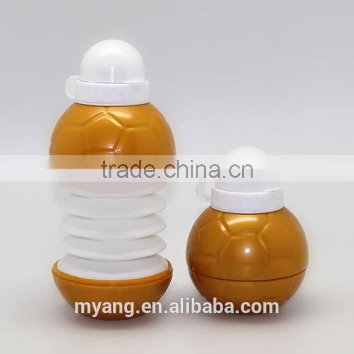 yiwu cheap price BPA FREE 450ml ball shape plastic water bottle,collapsible football foldable water bottle