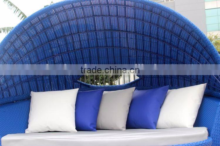 Blue rattan sunbed for Hotel resort furniture