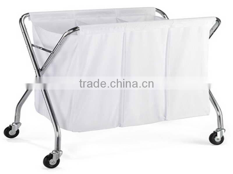Hotel Laundry Sorter with 3 sorters and wheels laundry hampers