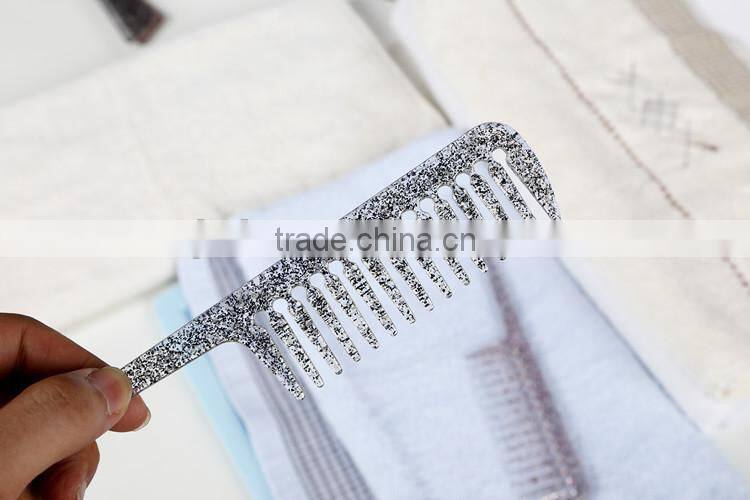 Plastic Morden Hair Comb With Crystals Point Handle