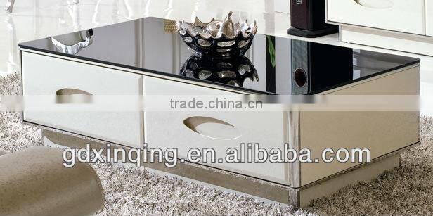 Modern design stainless steel and top glass tv stand E354