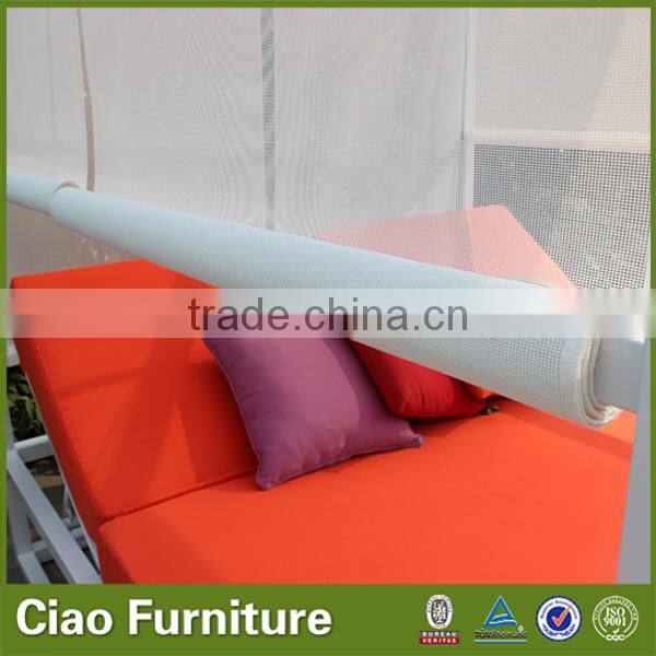 Outdoor furniture aluminum beach sunbed with sling curtain