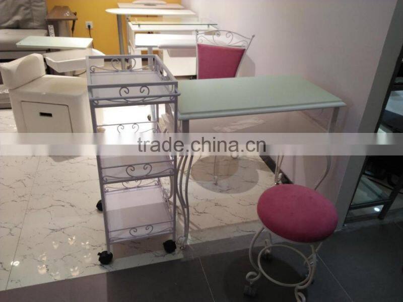 Portable manicure furniture cabinet with movable stool inside for Nail Salon TKN-2992