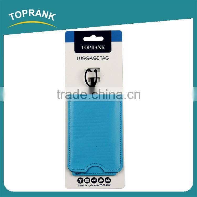 Toprank Hot Selling Customized Logo Personalized Blue Tag Luggage Pu Travel Pu Luggage Tag