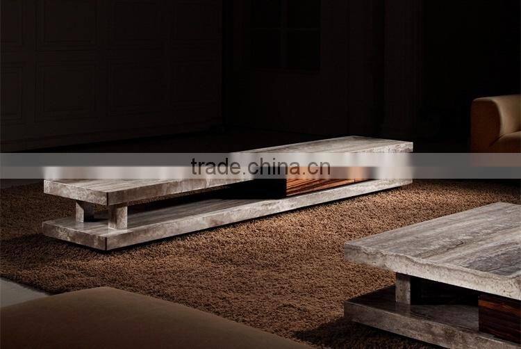 modern living room furniture nature marble travertine TV cabinet designs
