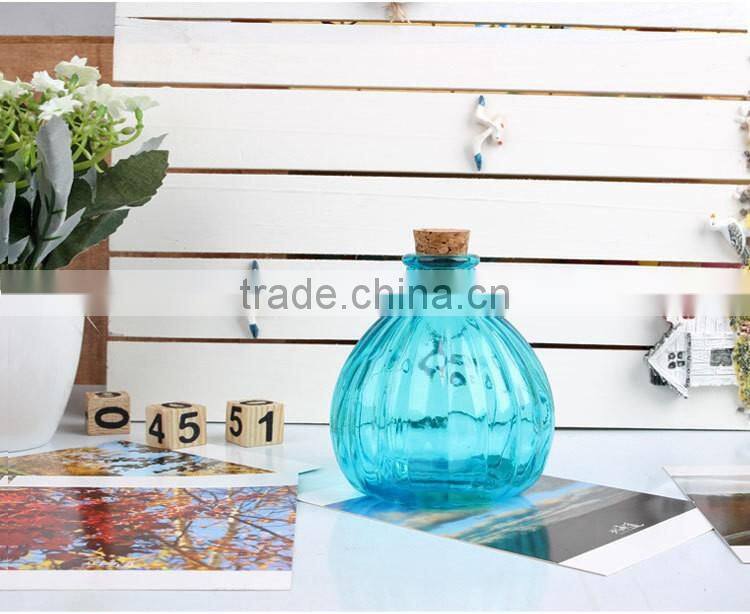 wholesale colored pumpkin shape glass vase with cork