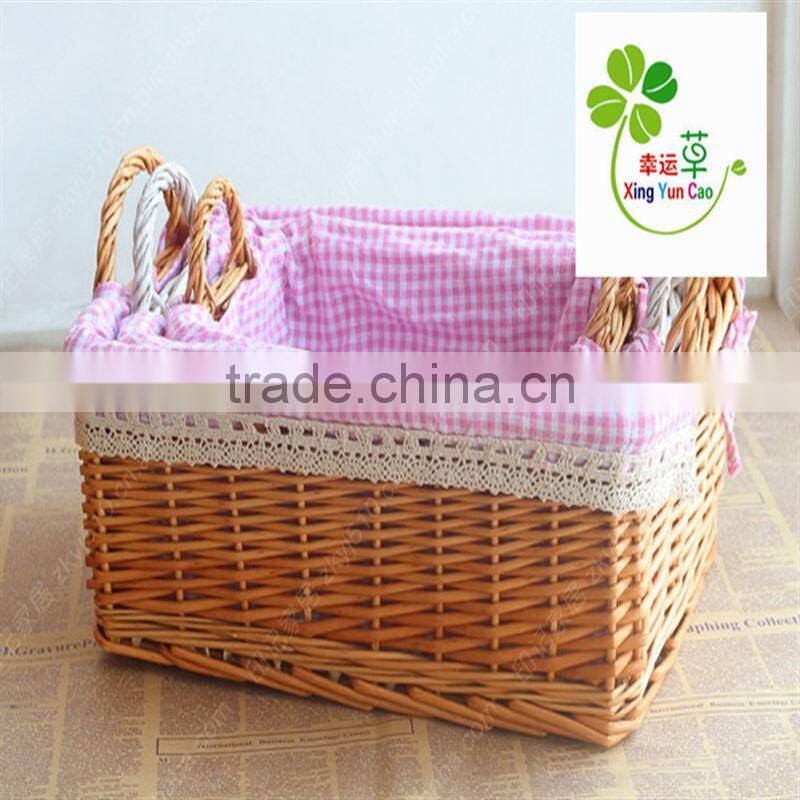 wicker&rattan square wicker basket with liner factory supply