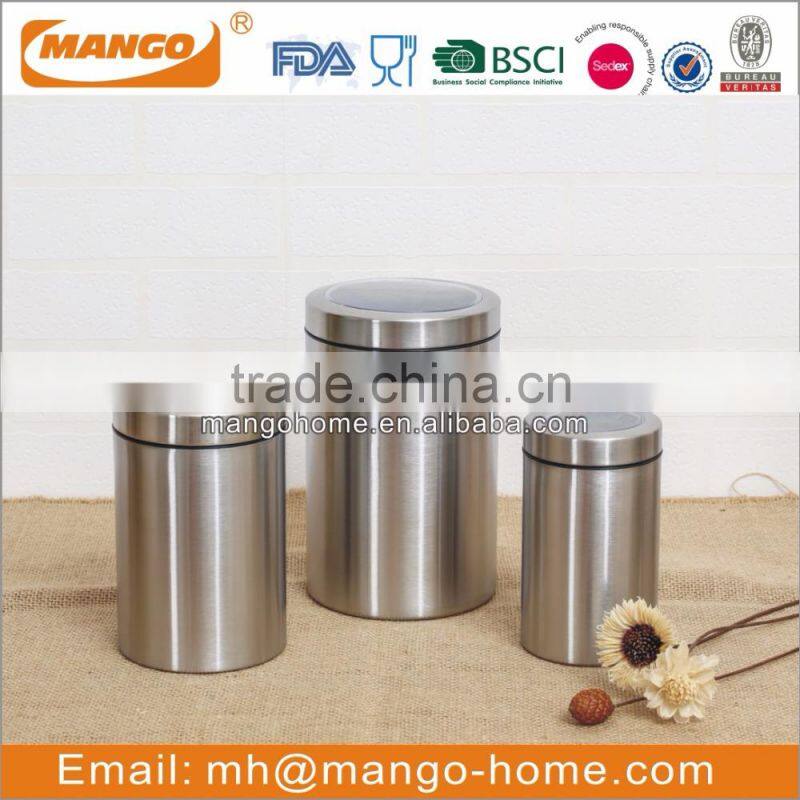 eco-friendly stainless steel metal airtight storage canister