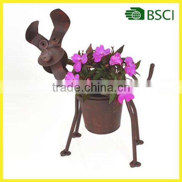 Popular rustic garden dog flower pot with bicycle