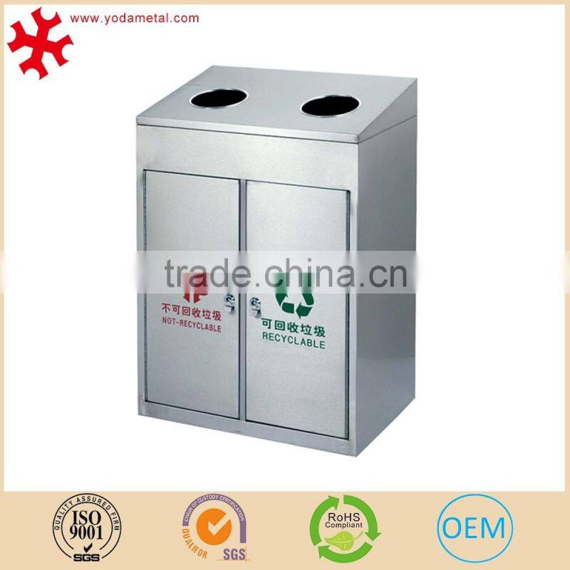 Outdoor public standing stainless steel waste sorting litter bin