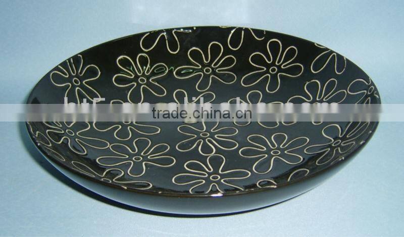hand painted ceramic round dinner plate
