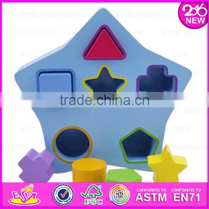 2016 Wholesale toddlers funny wooden toy shape sorter W12D016