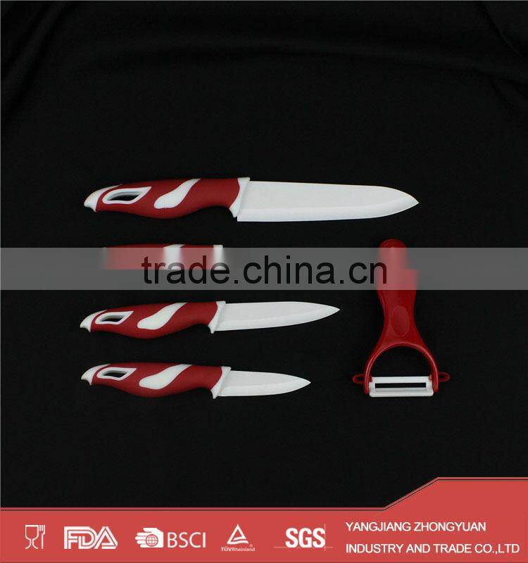 5pcs of ceramic kitchen knife set with stand and peeler