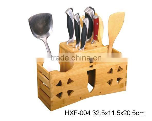 Bamboo kitchen utensil holder