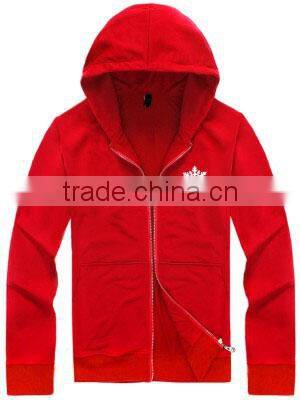 Custom mens' printing cotton fleece hoody jacket
