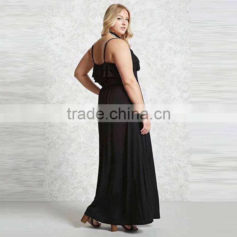 2017 Summer Women Ruffled Maxi Dress Plus Size Cocktail Dress For Fat Lady HSd9039