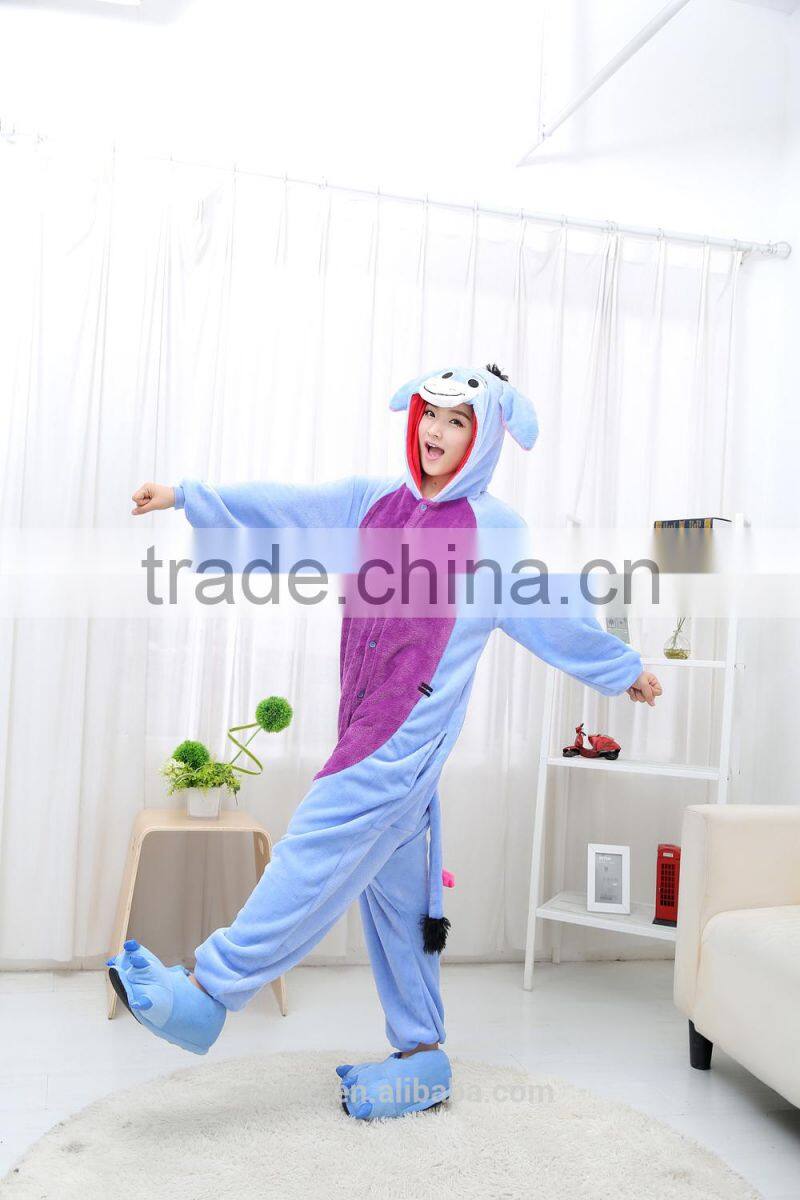 flannel cartoon adult animal jumpsuit animal pajamas jumpsuit donkey design