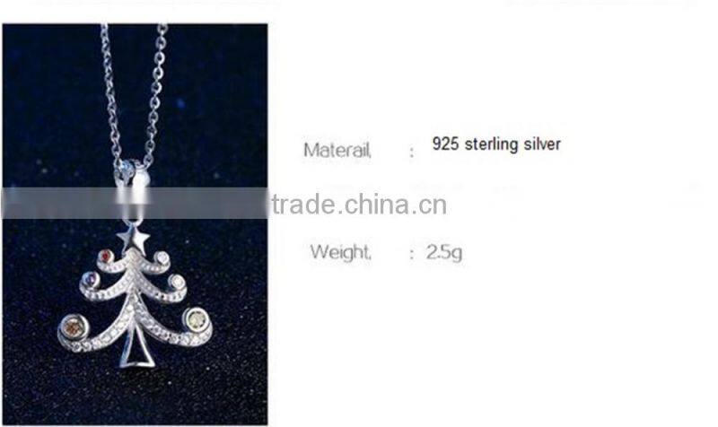 New Arrival christmas gifts handmade half pave setting christmas tree 925 sterling silver pendant for girls ,ladys