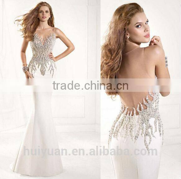 lux beaded sleeveless satin sexy bridal dress