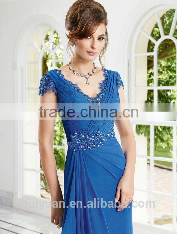 elegant deep v neck full length short sleeve wedding gown