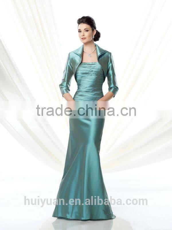 2 pieces formal long sleeve satin mother prom dress
